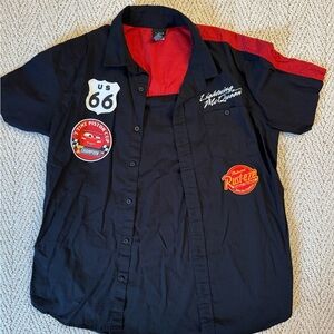 Pixar Cars Hot Topic lightning mcqueen Black and Red Casual Button Down Shirt